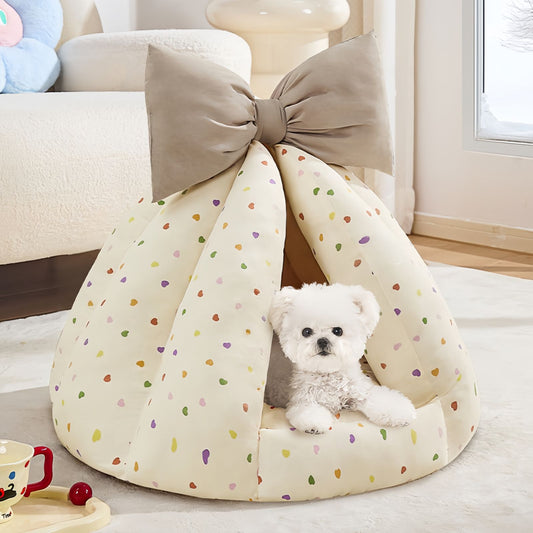 Cat Cave Bed & Cozy Cave Dog Bed, Cute Semi-Enclosed Cat Bed for Cats and Small Dogs