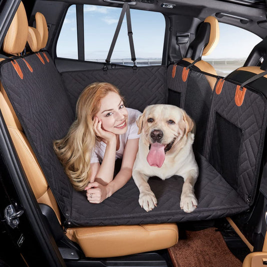 Dog Car Back Seat Cover Waterproof, Non-Slip Hammock with Hard Bottom for Pets, Fits Most Cars, SUVs & Trucks