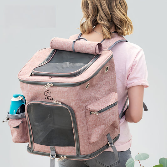Cat Carrier Backpack for Large Cats, Foldable Cat Backpack Carrier with Breathable Mesh