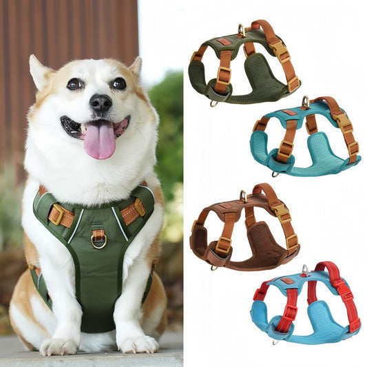 Dog Walking Harness with Handle, No Pull Reflective Dog Harness with Front & Back Clips