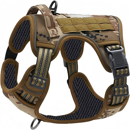 No Pull Tactical Dog Harness with Handle, Adjustable Reflective Pet Harness for Medium & Large Dogs Training Walking