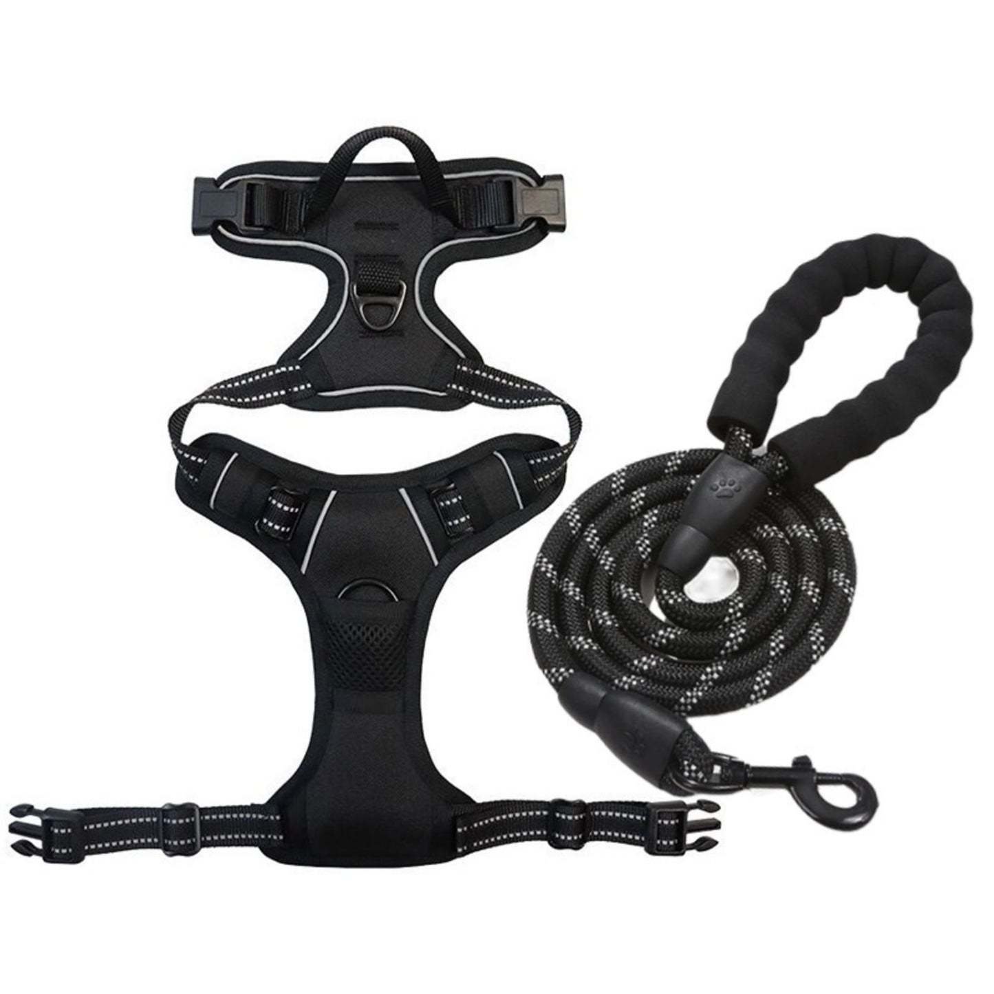 No Pull Dog Walking Harness with Handle, Reflective Outdoor Front & Back Clip Adjustable Dog Harness for Small to Large Dogs
