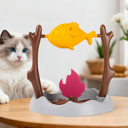 Rotating Fish Cat Treat Dispenser Toy, Interactive Slow Feeder Puzzle Cat Toy for Indoor Cats