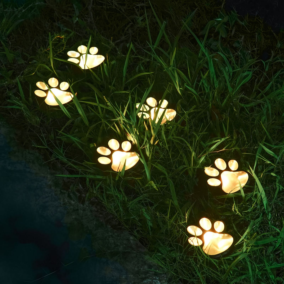 Solar Paw Lights Outdoor, Paw Print Garden Lights for Pathway, Lawn and Yard