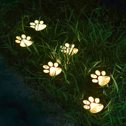 Solar Paw Lights Outdoor, Paw Print Garden Lights for Pathway, Lawn and Yard