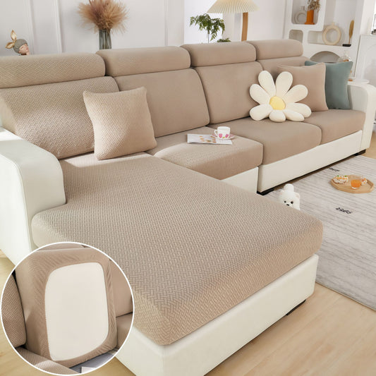 Stretch Couch Cushion Covers for Sectional Sofas, Washable Sofa Seat Covers with 360° Full Wrap Design