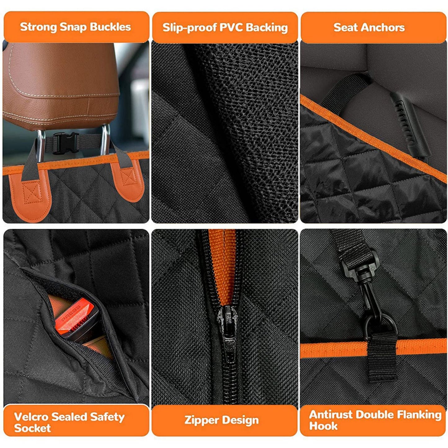 Waterproof Dog Car Seat Cover with Mesh Window, Full Coverage Dog Hammock Seat Protector with Side Flaps & Cargo Liner Function