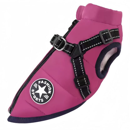 Waterproof Dog Winter Coat with Built-in Harness, Warm Reflective Dog Jacket