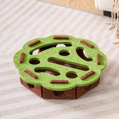 Interactive Cat Puzzle Toy with Bell Balls, Felt Cat Maze & Hide-and-Seek Enrichment Toy Box for Indoor Cats