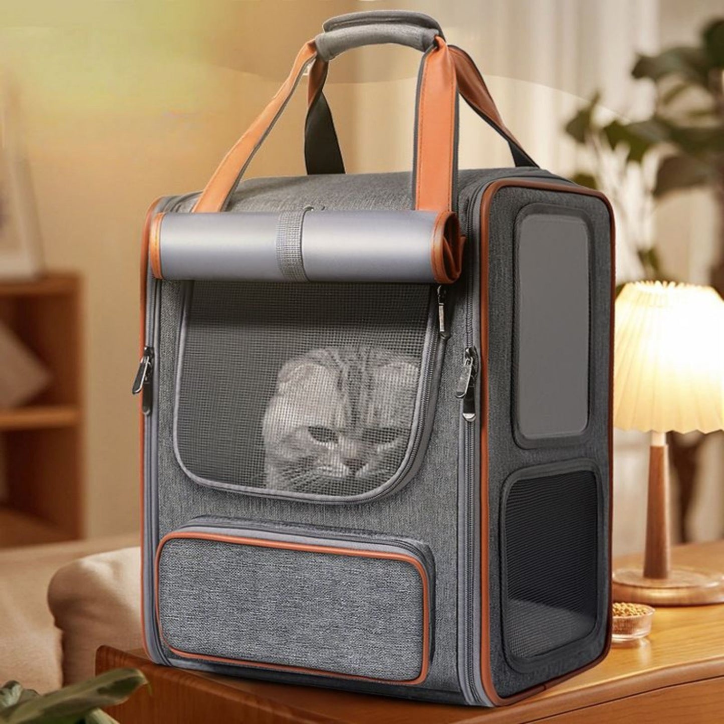 Foldable Cat Backpack Carrier, Breathable Cat Carrier Backpack for Travel