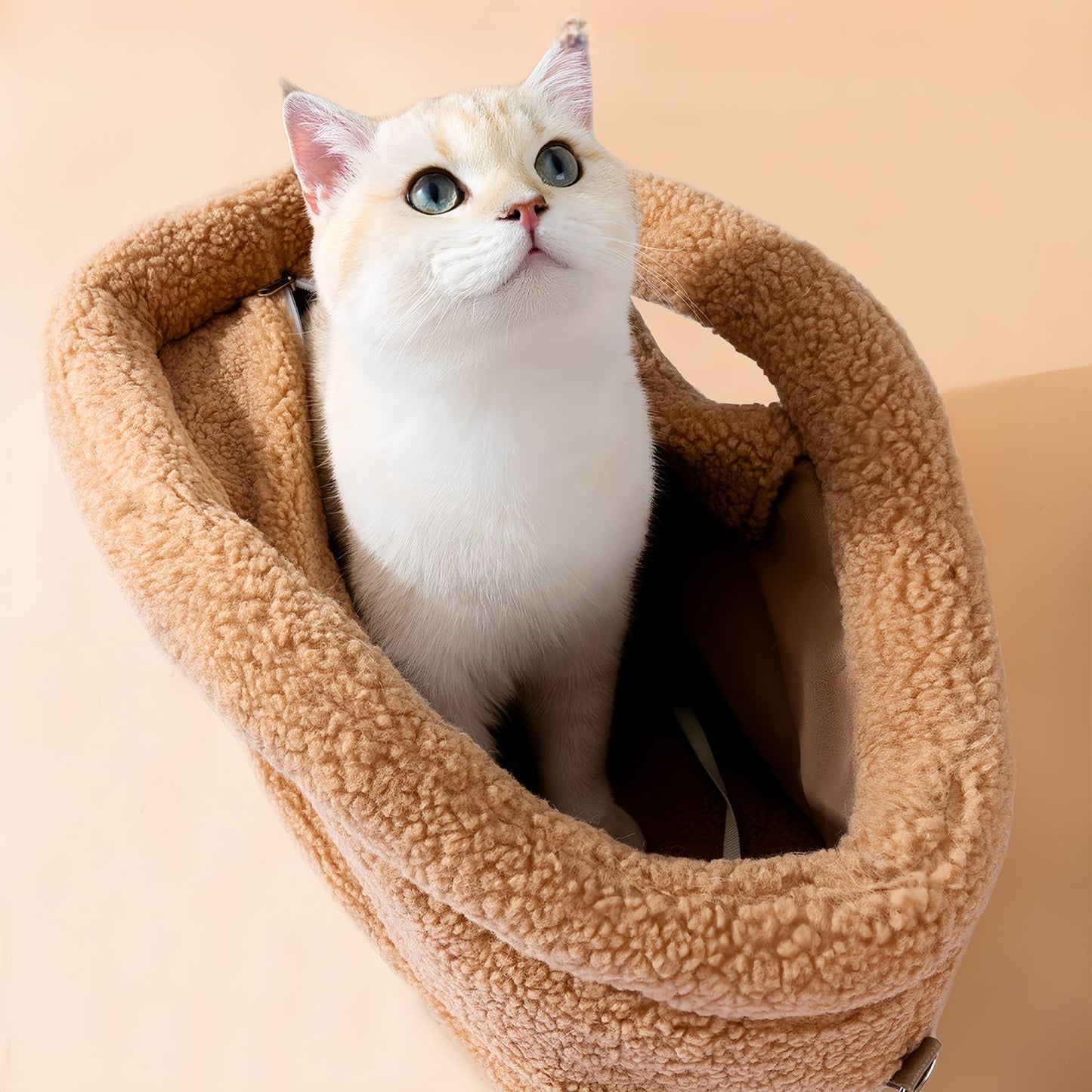 Cat Tote Bag Pet Carrier for Cats & Small Dogs, Warm Plush Cat Carrier Handbag with Safety Leash