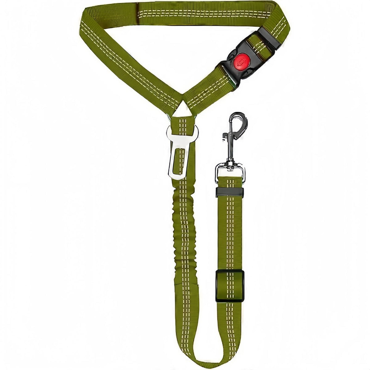 Dog Car Seat Belt with Elastic Bungee, Adjustable Safety Seat Belt for Dogs with Lockable Clip and 360° Swivel Hook