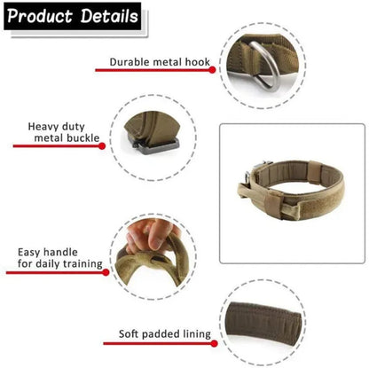 Tactical Dog Harness Collar and Leash Set with Handle, Heavy Duty Military Style Dog Vest for Medium to Large Dogs