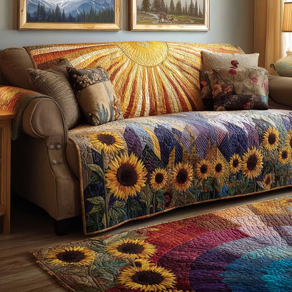 Sunshine Quilted Sofa Cover, Colorful Couch Throw Blanket