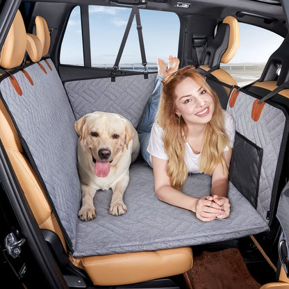 Dog Car Back Seat Cover Waterproof, Non-Slip Hammock with Hard Bottom for Pets, Fits Most Cars, SUVs & Trucks