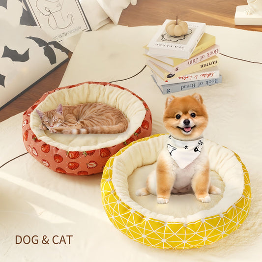 Round Cat Bed, Cozy Donut Cat Bed for Cats and Small Dogs