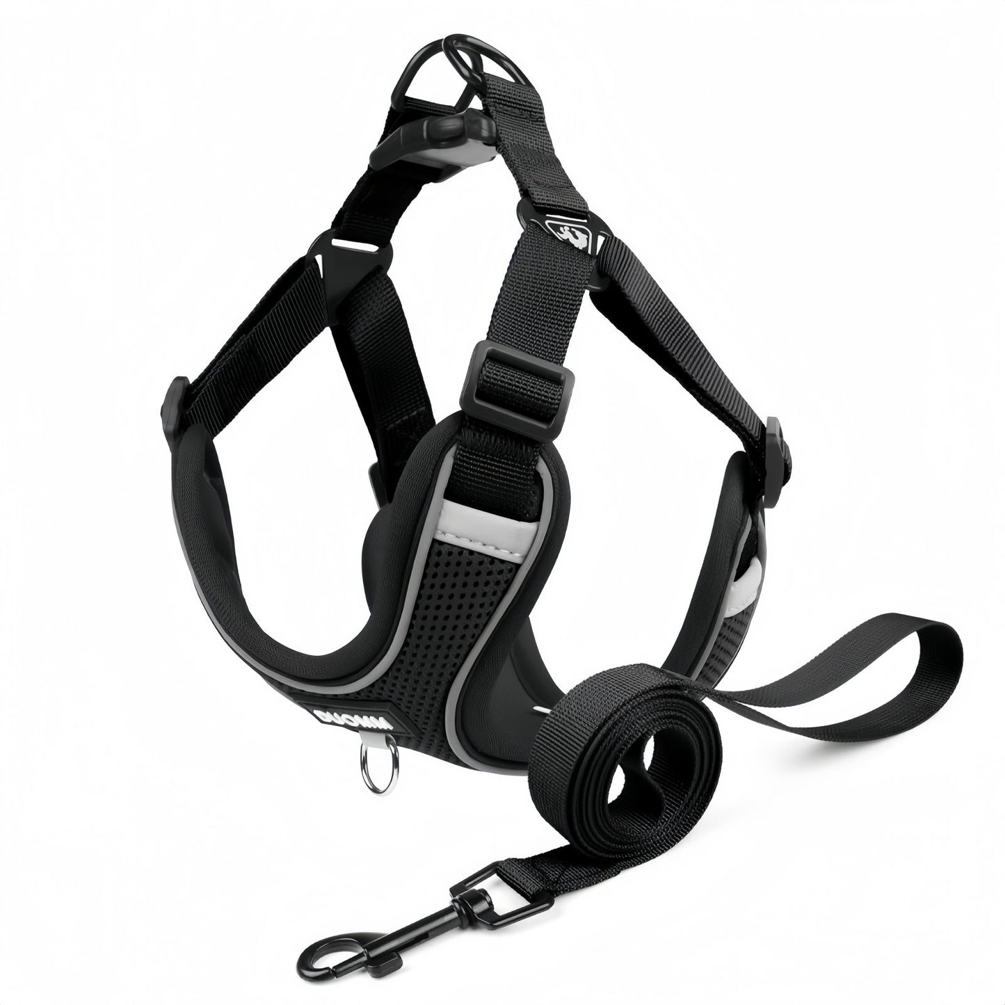 Breathable Frenchie Dog Harness with Leash, Reflective Adjustable Dog Harness Vest for Small Dogs & Cats