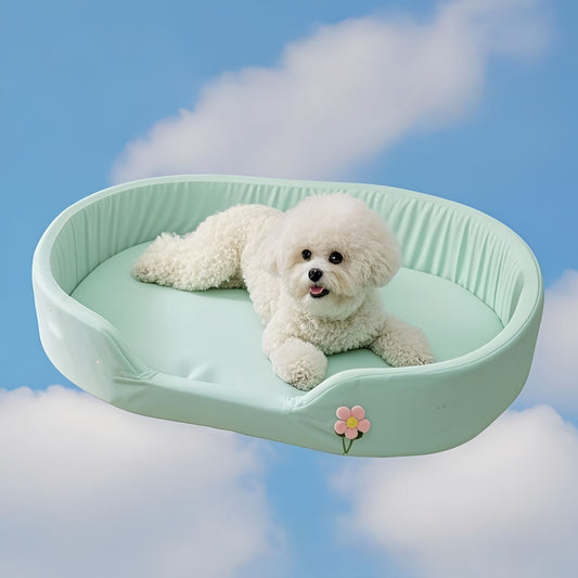 Cooling Dog Bed for Small & Medium Dogs, Oval Bolster Dog Bed with Removable Cushion