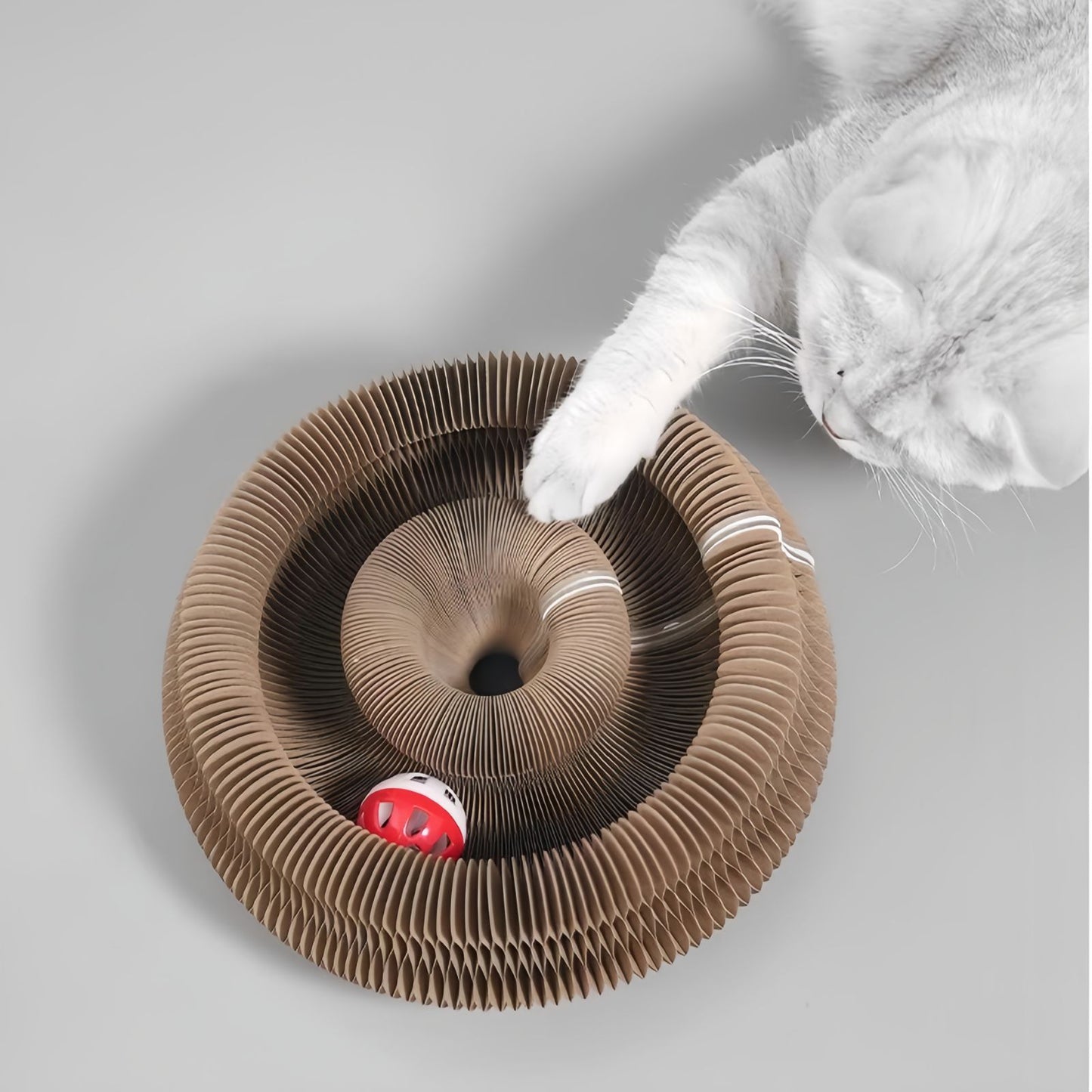 Foldable Cardboard Cat Scratcher Toy with Ball, Interactive Cat Scratch Toy for Indoor Cats