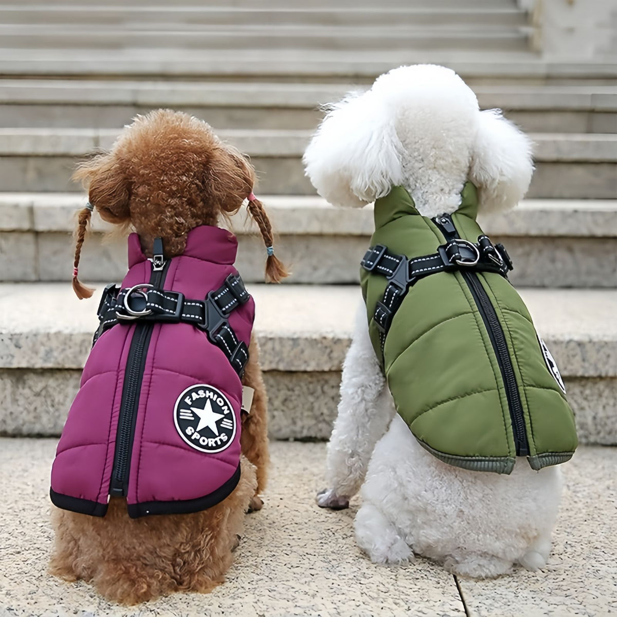 Waterproof Dog Winter Coat with Built-in Harness, Warm Reflective Dog Jacket