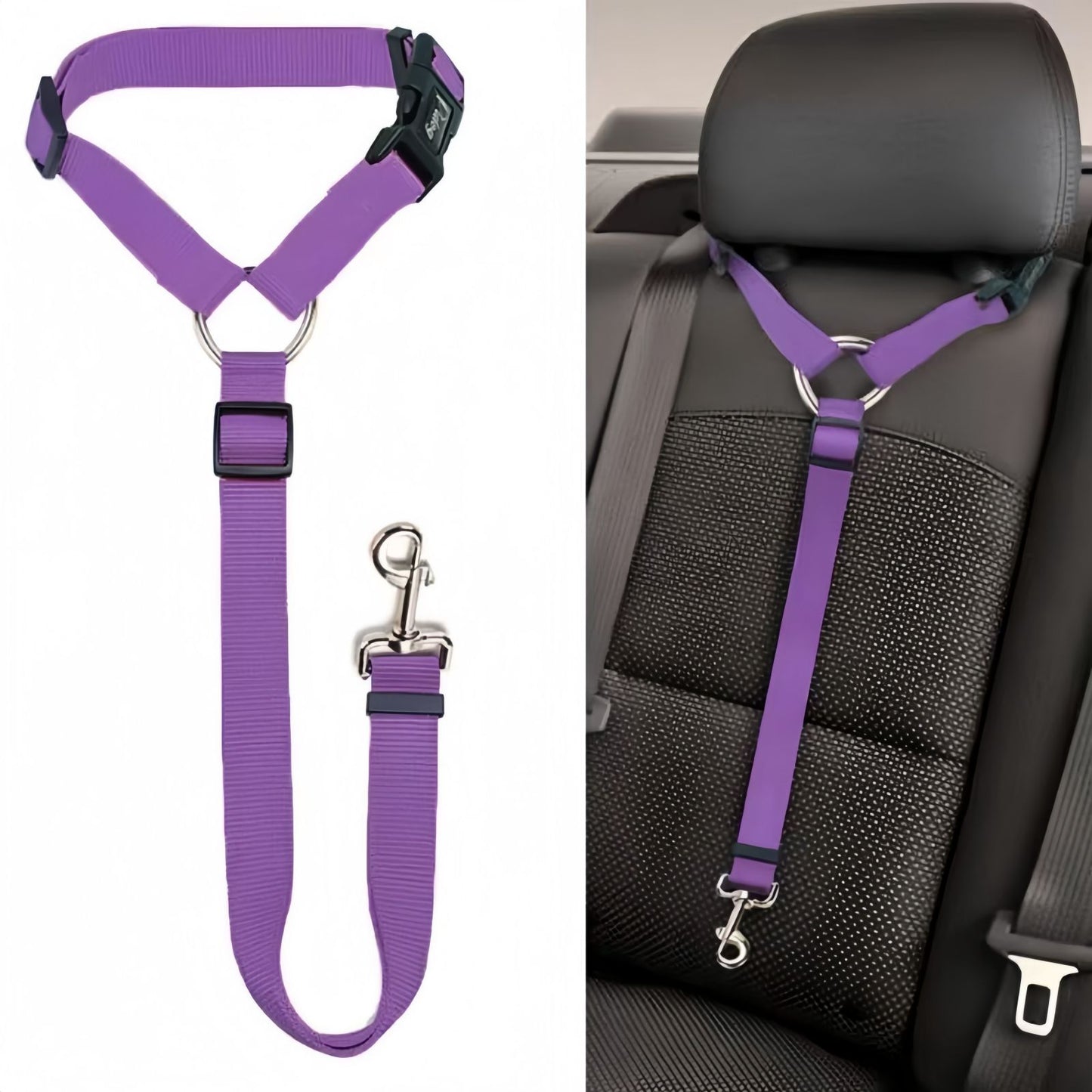 Dog Car Seat Belt Adjustable Headrest Safety Leash for Dogs, Nylon Pet Car Restraint with Swivel Clip