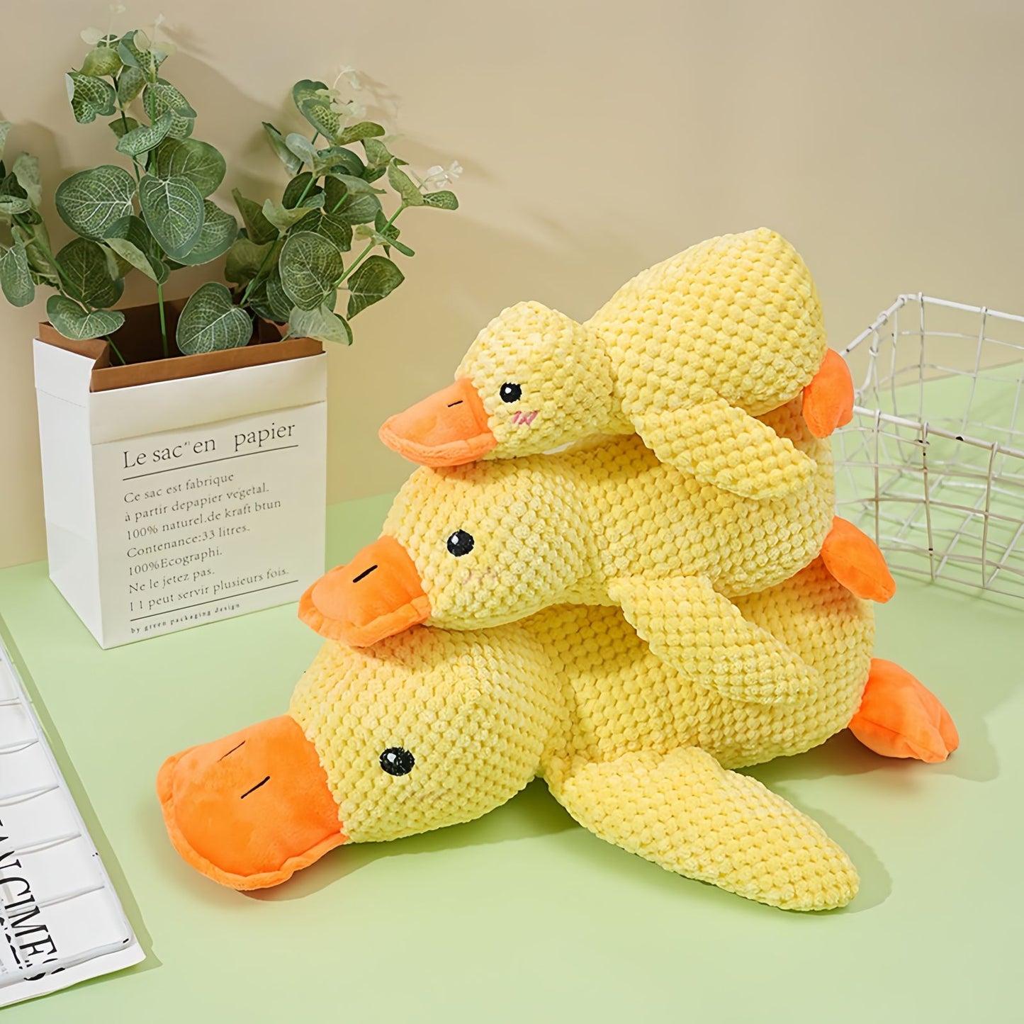 Duck Dog Toy Squeaky Plush Dog Teething Toy, Durable Dog Chew Toy for Aggressive Chewers, Interactive Dog Toy for Small, Medium & Large Dogs