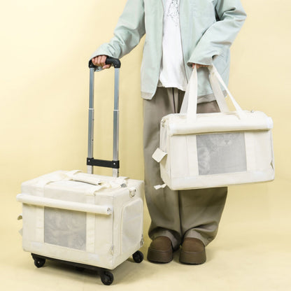 Double Layer Rolling Cat Carrier with Wheels, Telescopic Handle Pet Carrier