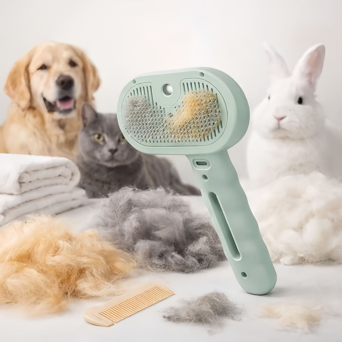 3-in-1 Pet Steam Brush for Cats and Dogs, Self Cleaning Spray Grooming Brush for Pet Hair Removal
