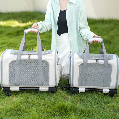 Dog Carrier with Wheels, Rolling Pet Carrier for Travel with Telescopic Handle