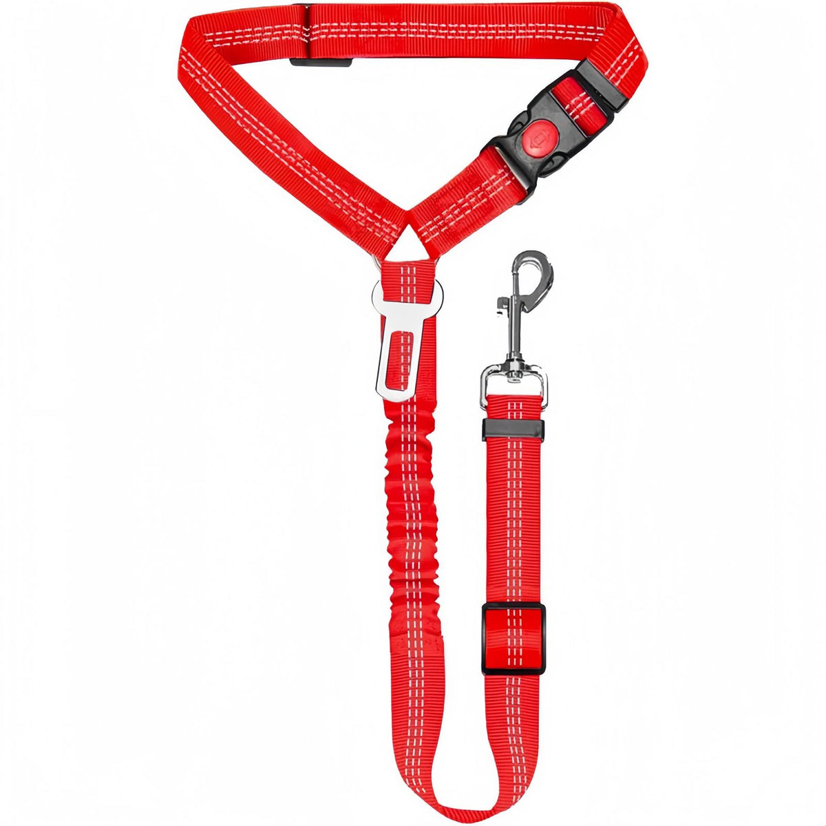 Dog Car Seat Belt with Elastic Bungee, Adjustable Safety Seat Belt for Dogs with Lockable Clip and 360° Swivel Hook