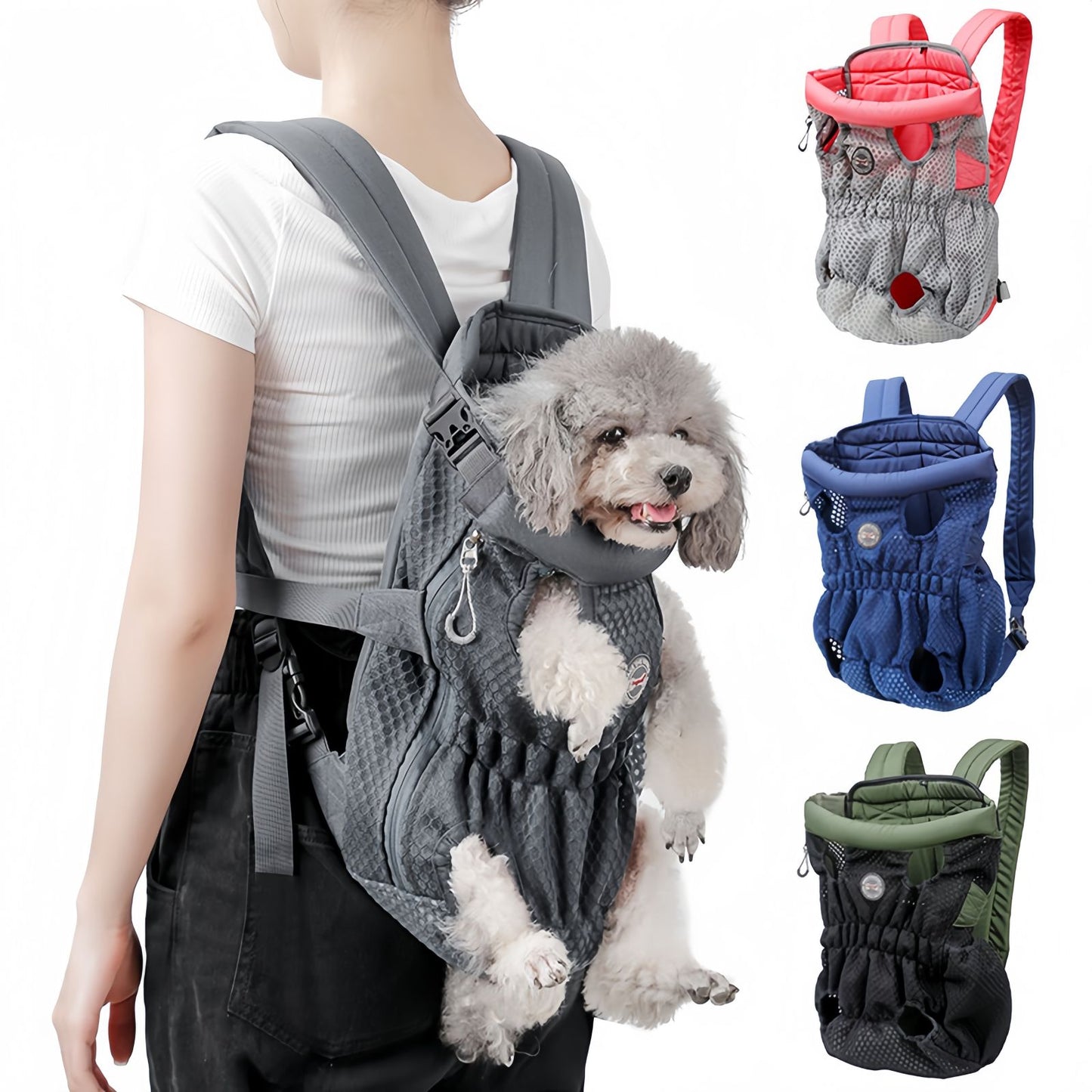 Puppy Dog Backpack Carrier, Breathable Front & Back Dog Carrier for Small Medium Dogs