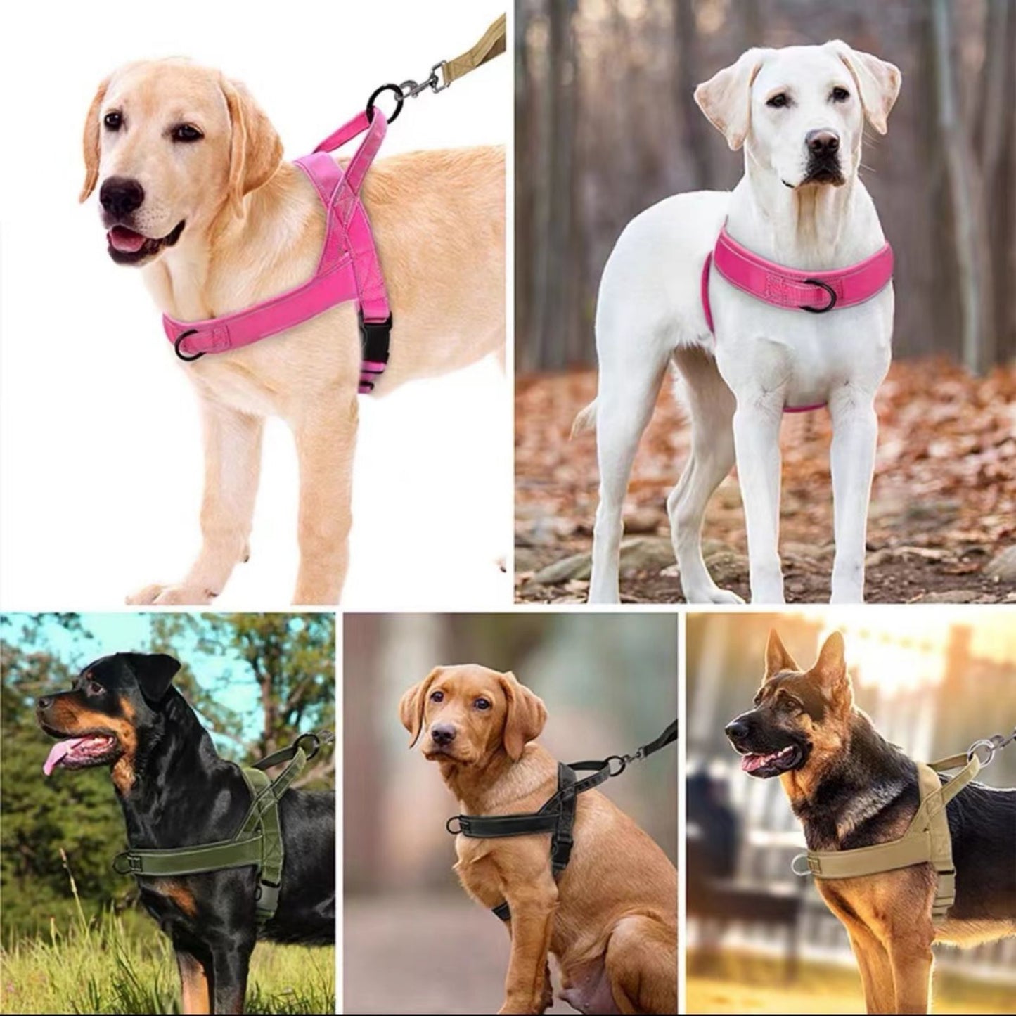 Large Dog Harness No Pull with Handle, Reflective Tactical Dog Harness Adjustable Pet Vest for Training Walking