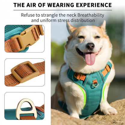 Dog Walking Harness with Handle, No Pull Reflective Dog Harness with Front & Back Clips