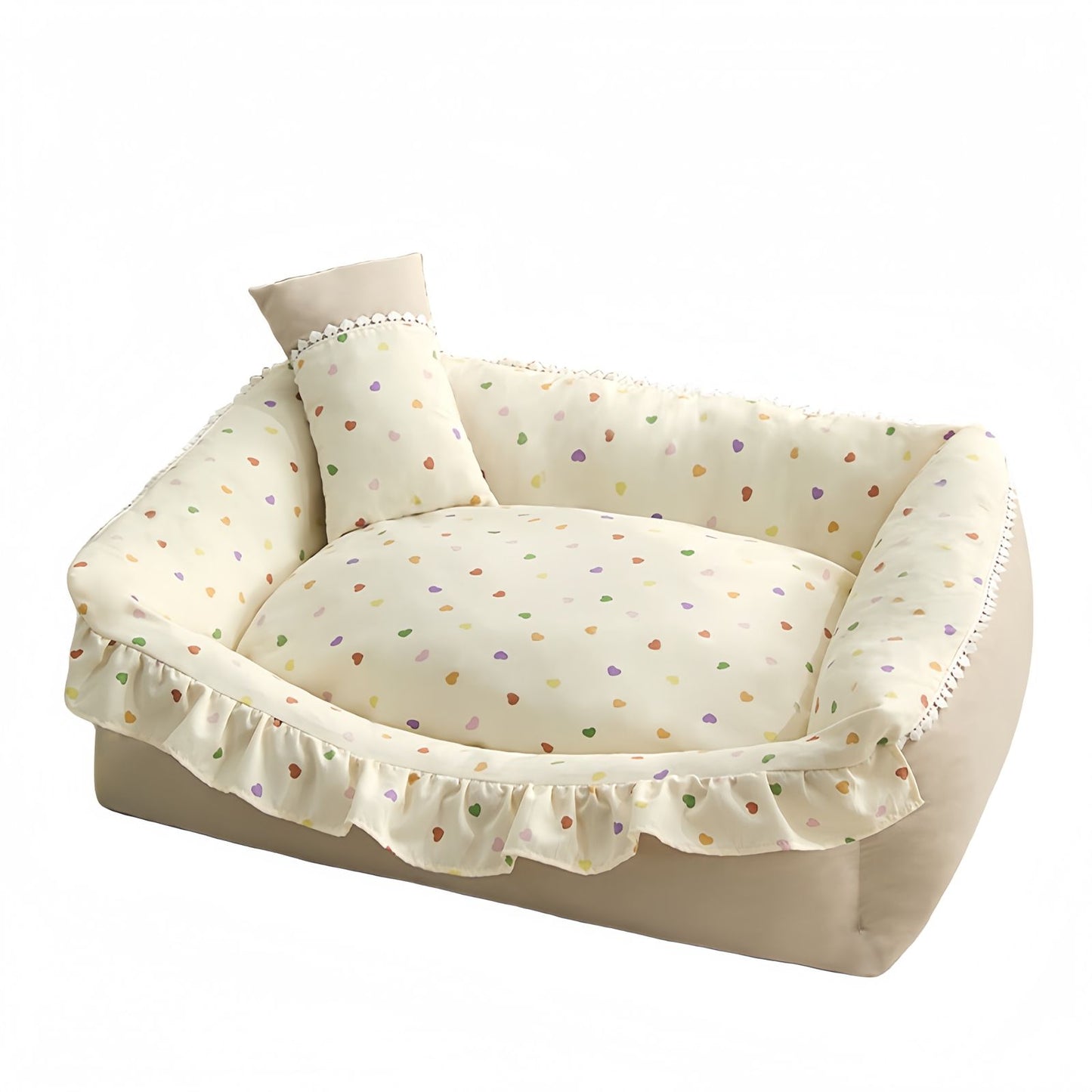 Soft INS Style Bolster Dog and Cat Bed, Rectangle Dog Bed for Small Dogs and Cats