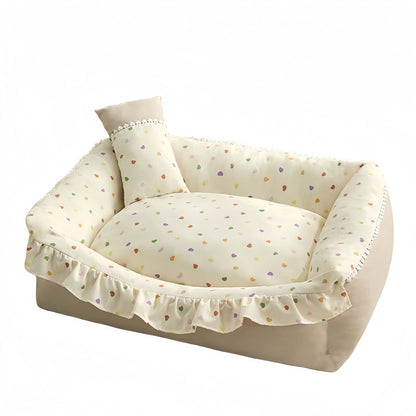 Soft INS Style Bolster Dog and Cat Bed, Rectangle Dog Bed for Small Dogs and Cats