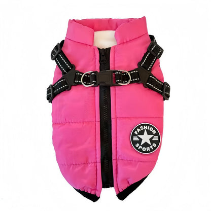 Waterproof Dog Winter Coat with Built-in Harness, Warm Reflective Dog Jacket