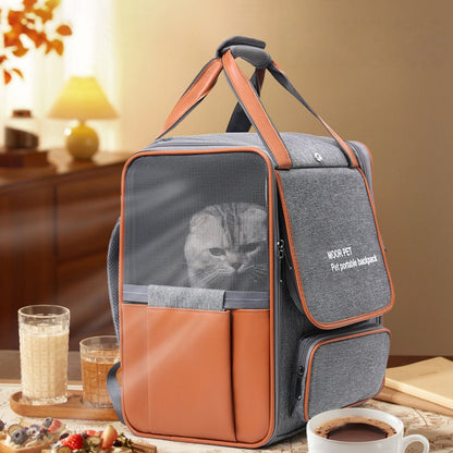 Foldable Cat Backpack Carrier, Breathable Cat Carrier Backpack for Travel