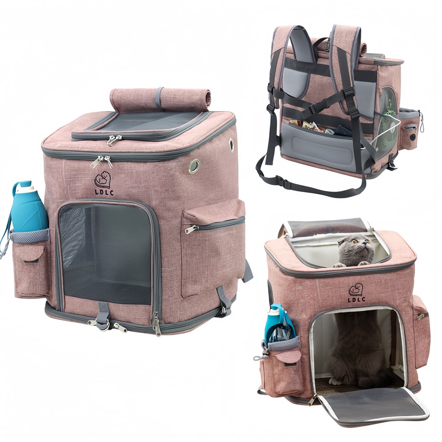 Cat Carrier Backpack for Large Cats, Foldable Cat Backpack Carrier with Breathable Mesh