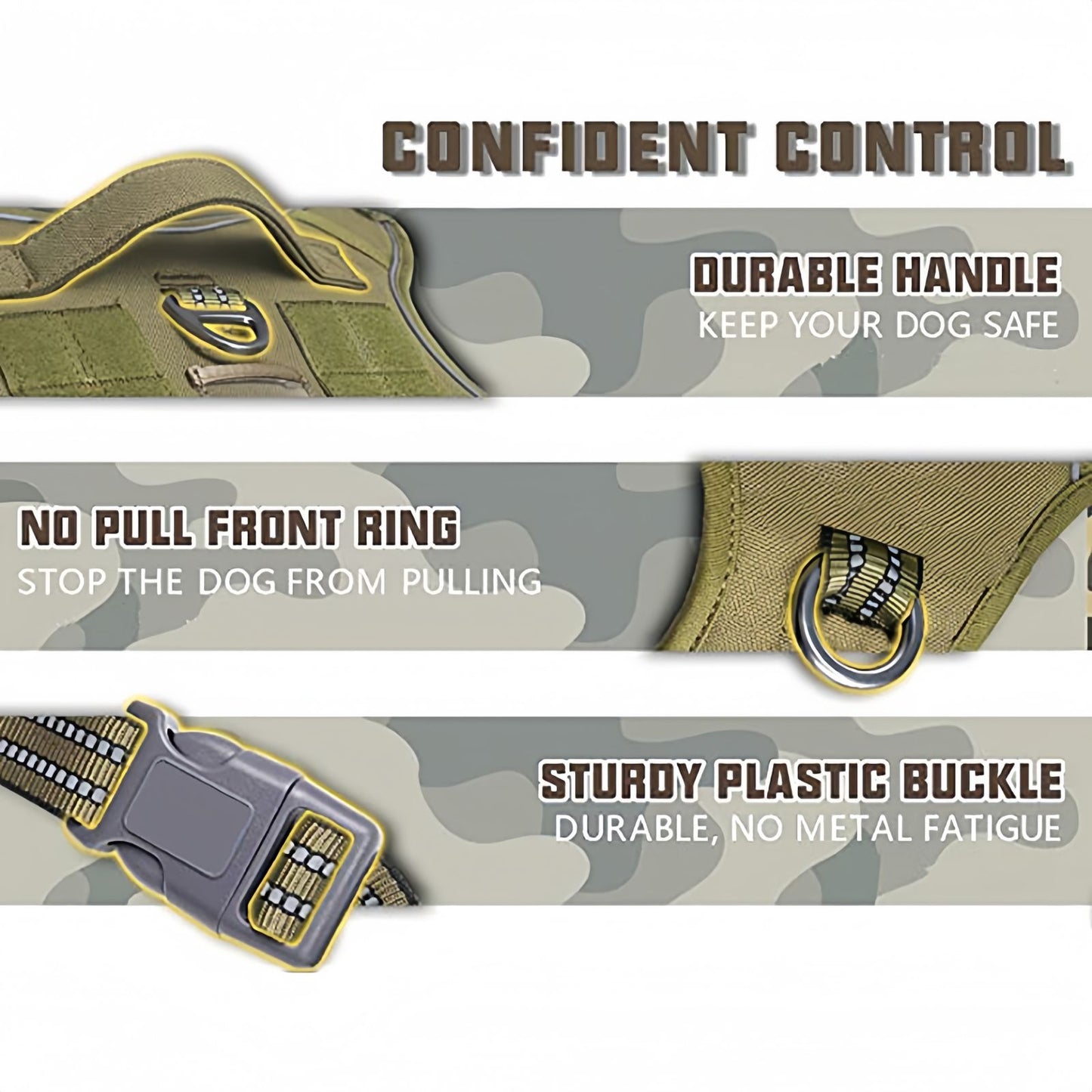 No Pull Tactical Dog Harness with Handle, Adjustable Reflective Pet Harness for Medium & Large Dogs Training Walking