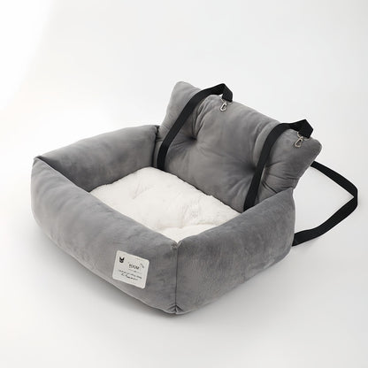 Dog Car Seat Bed for Small Dogs & Cats, Portable Dog Car Booster Seat with Safety Strap