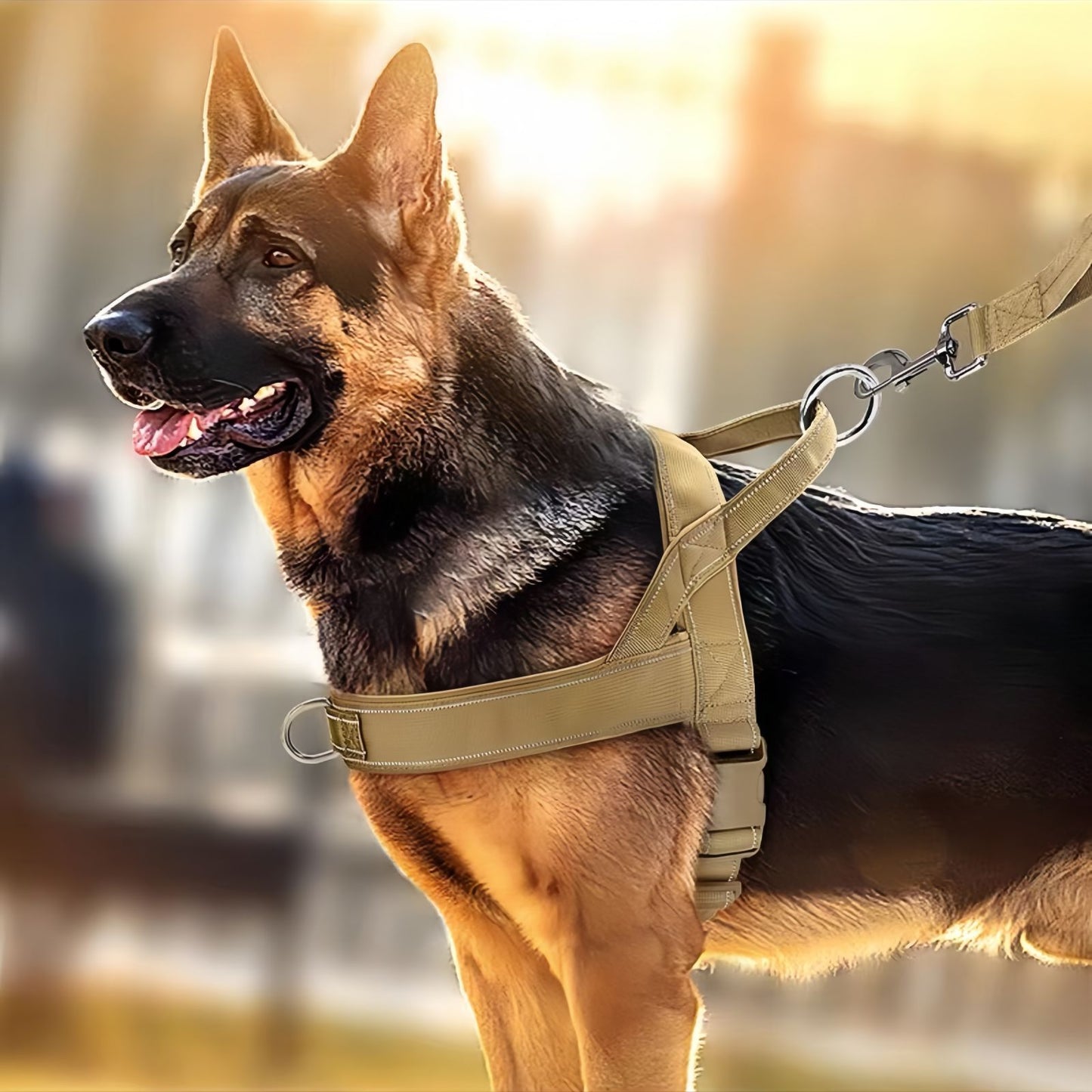 Large Dog Harness No Pull with Handle, Reflective Tactical Dog Harness Adjustable Pet Vest for Training Walking