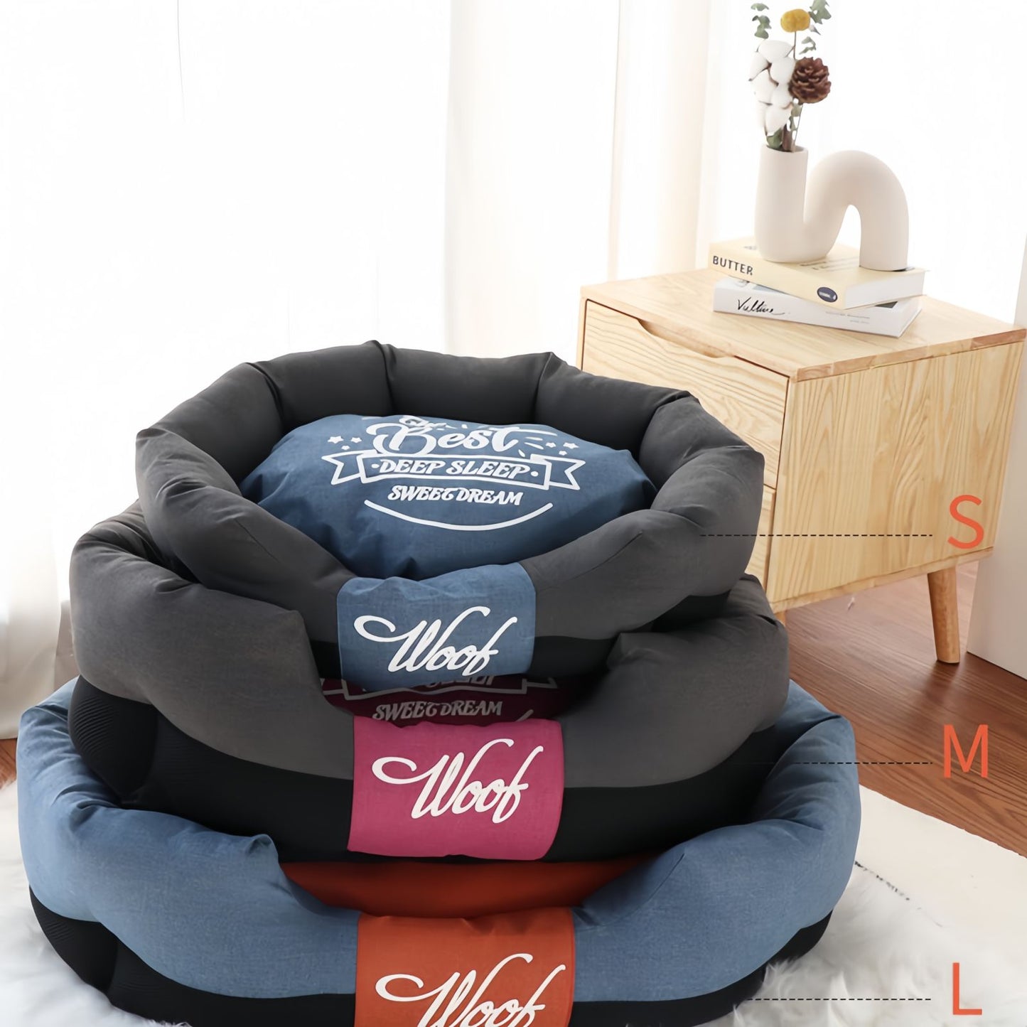 Dog Bed for Small & Medium Dogs and Cats, Pet Bed with Removable Cushion Cover