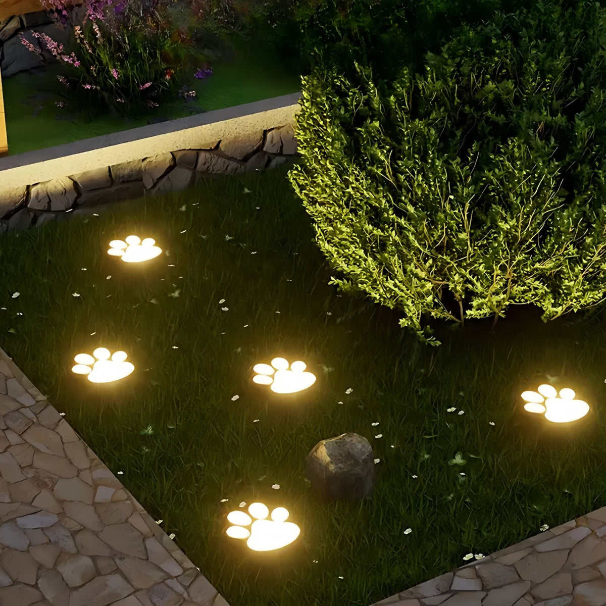 Solar Paw Lights Outdoor, Paw Print Garden Lights for Pathway, Lawn and Yard