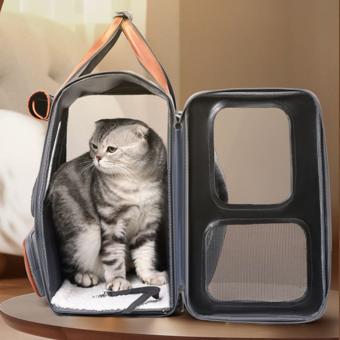 Foldable Cat Backpack Carrier, Breathable Cat Carrier Backpack for Travel