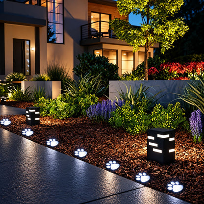 Solar Paw Lights Outdoor, Paw Print Garden Lights for Pathway, Lawn and Yard