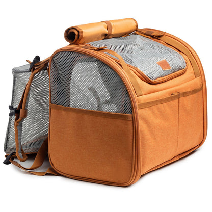 Expandable Cat Carrier Backpack, Breathable Foldable Cat Travel Backpack with Mesh Extension