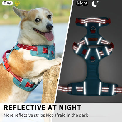 Dog Walking Harness with Handle, No Pull Reflective Dog Harness with Front & Back Clips