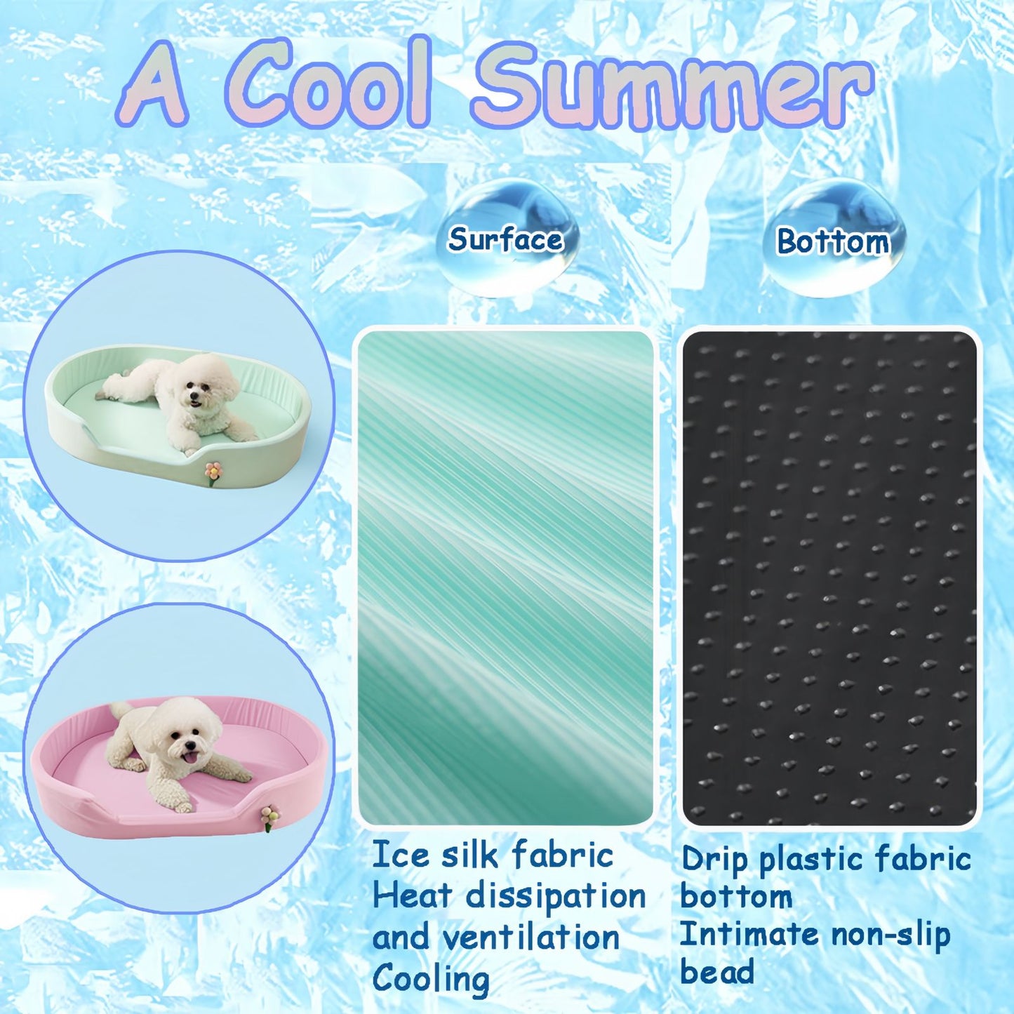 Cooling Dog Bed for Small & Medium Dogs, Oval Bolster Dog Bed with Removable Cushion