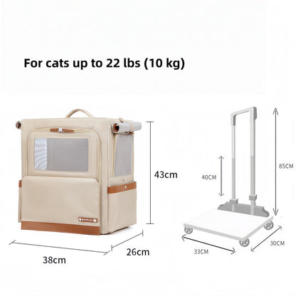 Cat Carrier Backpack with Wheels, Rolling Cat Travel Carrier Backpack