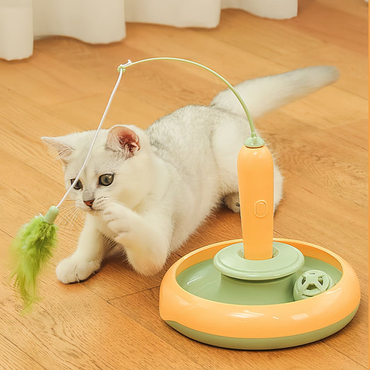 Automatic Interactive Cat Toy with Rotating Feather & Ball, Self Play Cat Toy for Indoor Cats